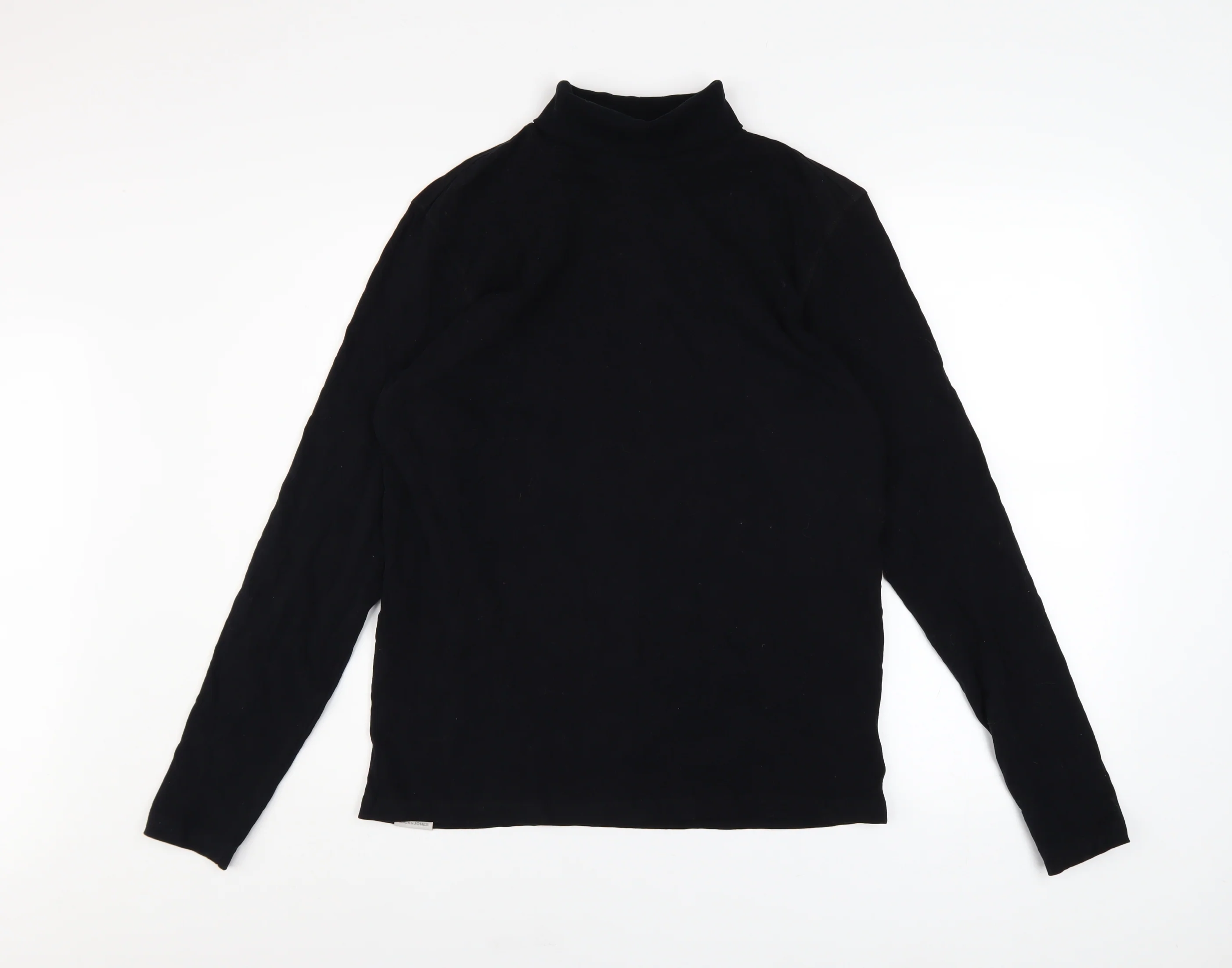 Jack & Jones Men's Black Roll Neck Cotton Jumper Size M