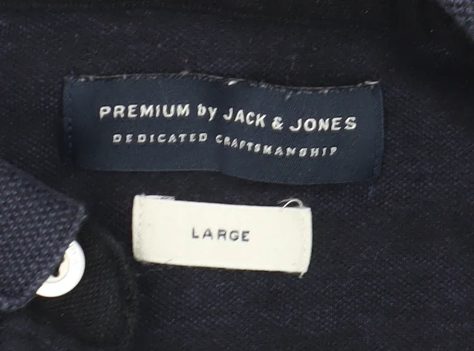 Jack & Jones Men's Blue Cotton Polo Shirt Size L Short Sleeve - Image 5