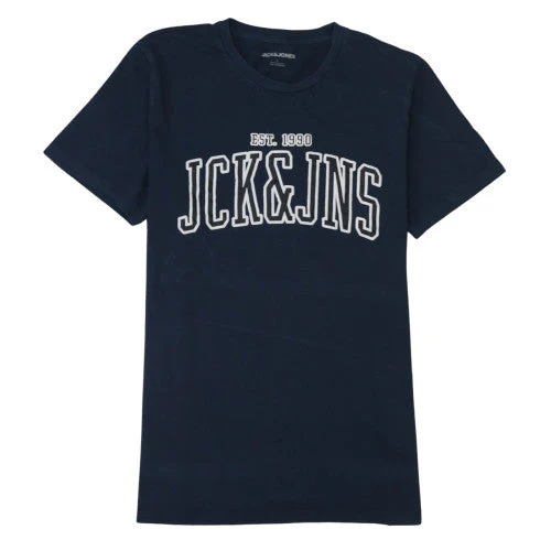 Jack & Jones Men's Blue Graphic Crew Neck Cotton T-Shirt Size L