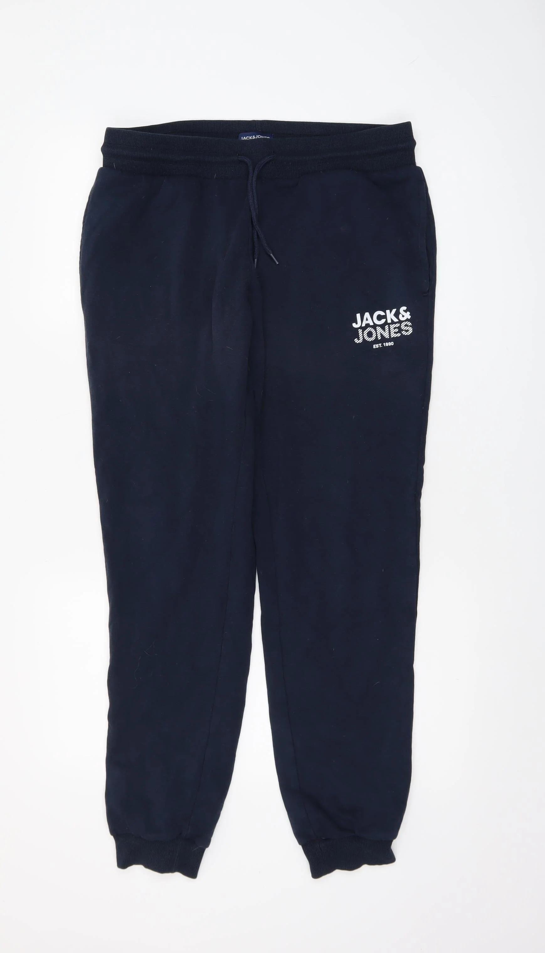 Jack & Jones Men's Blue Jogger Trousers L Regular Fit Fleece