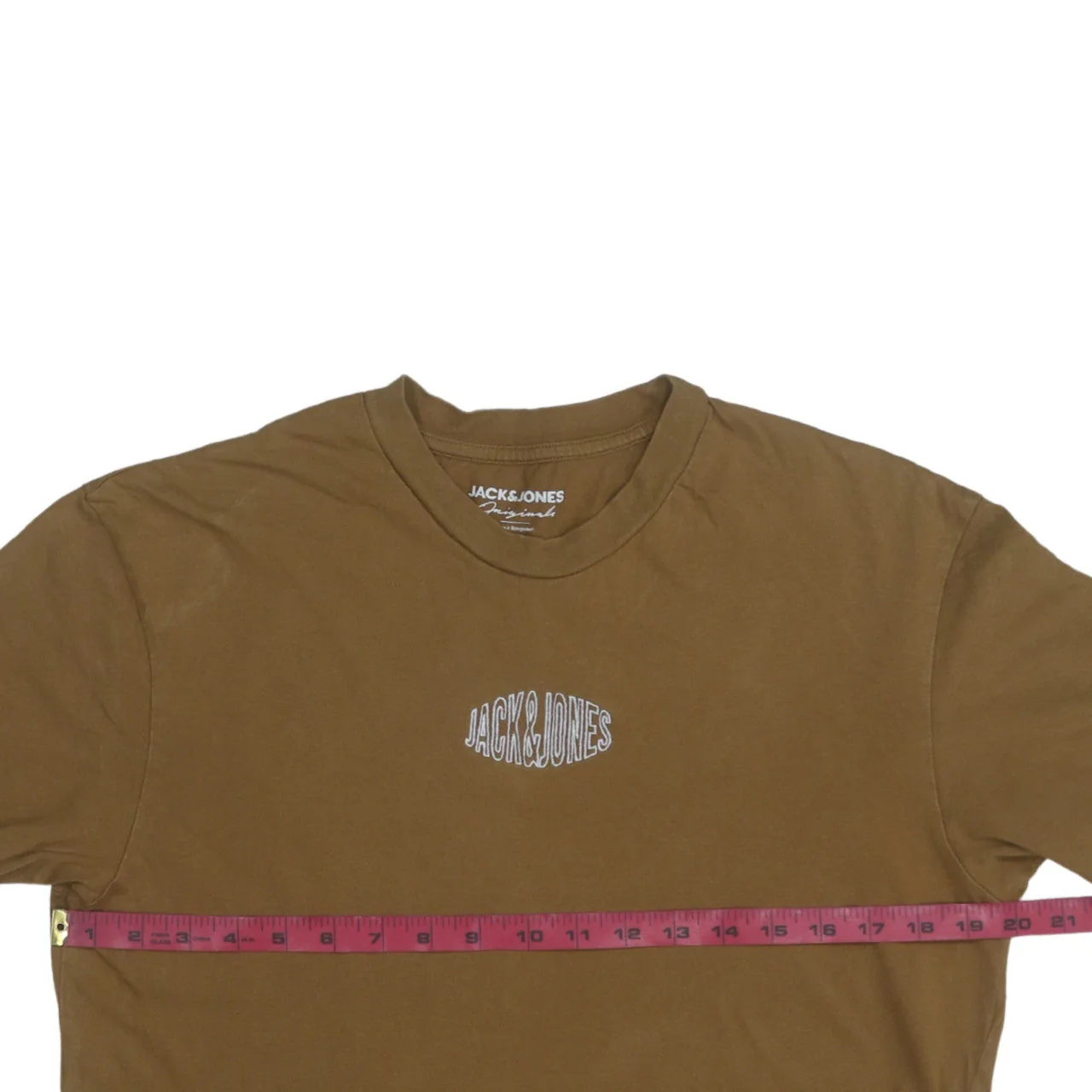 Jack & Jones Men's Brown Logo Crew Neck Cotton T-Shirt Size M - Image 2
