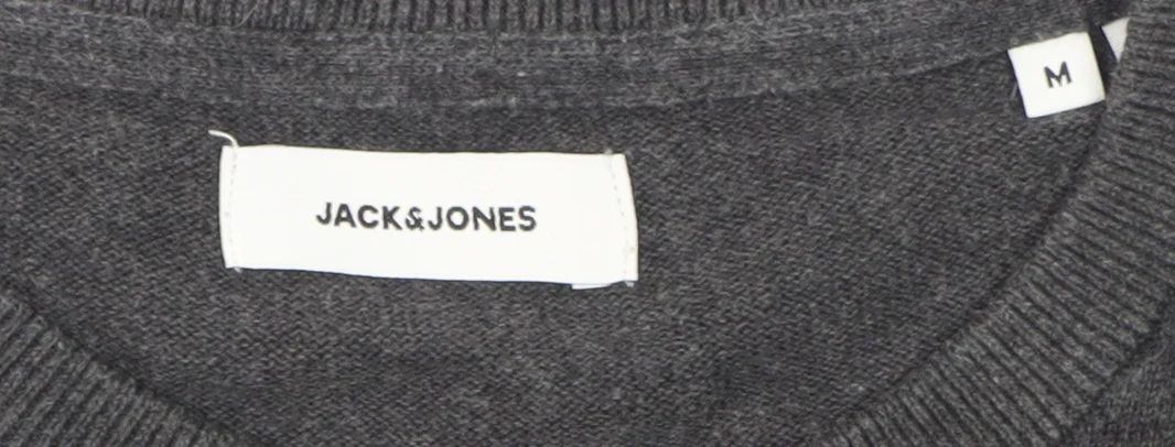Jack & Jones Men's Grey Crew Neck Cotton Blend Pullover Jumper M - Image 4