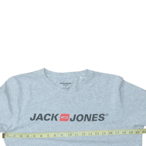 Jack & Jones Men's Grey Graphic Logo Short Sleeve T-Shirt M - Image 3