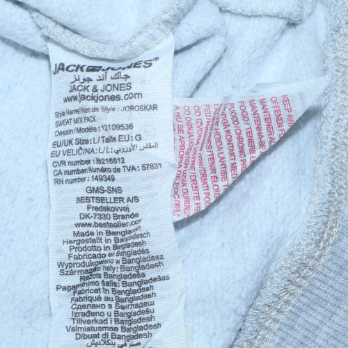 Jack & Jones Mens Grey Logo Pullover Hoodie Size L - Image 6