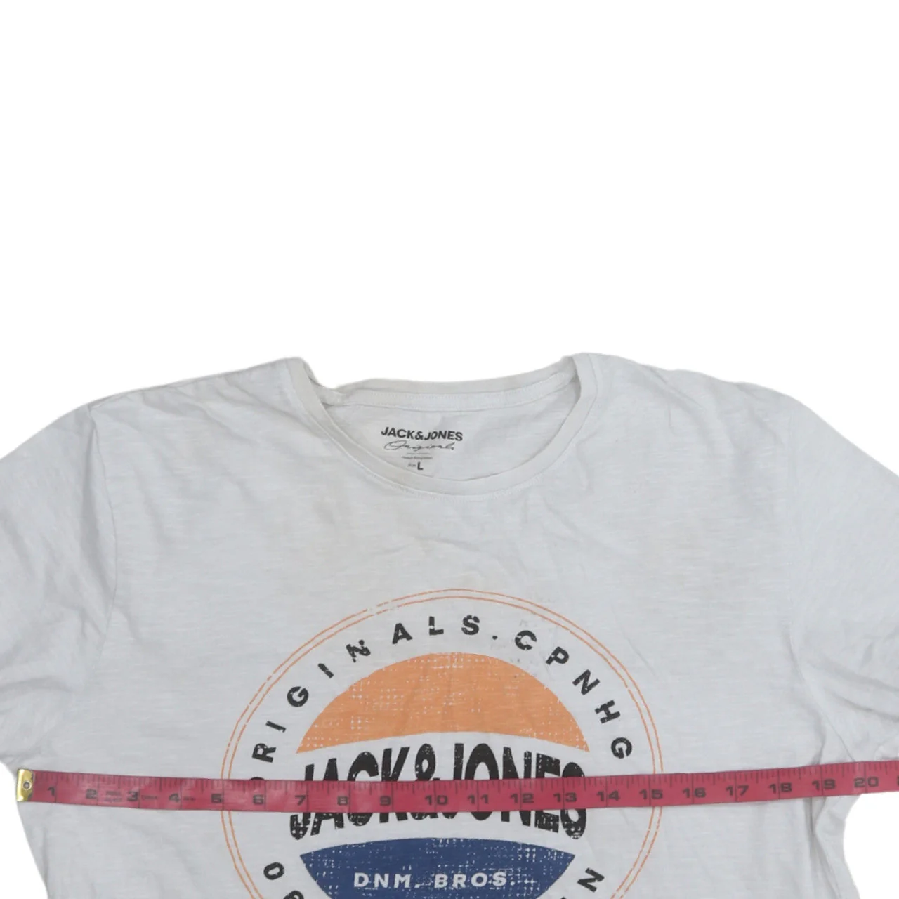 Jack & Jones Originals Men's White Graphic Logo T-Shirt L Regular Fit - Image 2