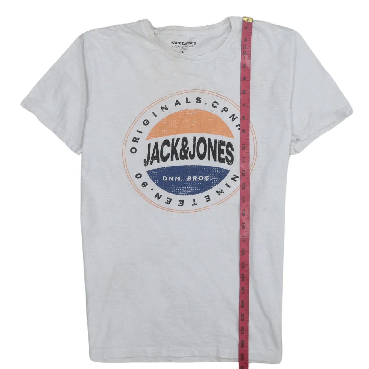 Jack & Jones Originals Men's White Graphic Logo T-Shirt L Regular Fit - Image 3