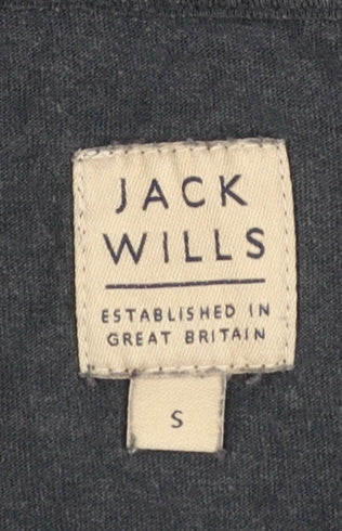 Jack Wills Men Blue Small Graphic Print Crew Neck Cotton T-Shirt - Image 4