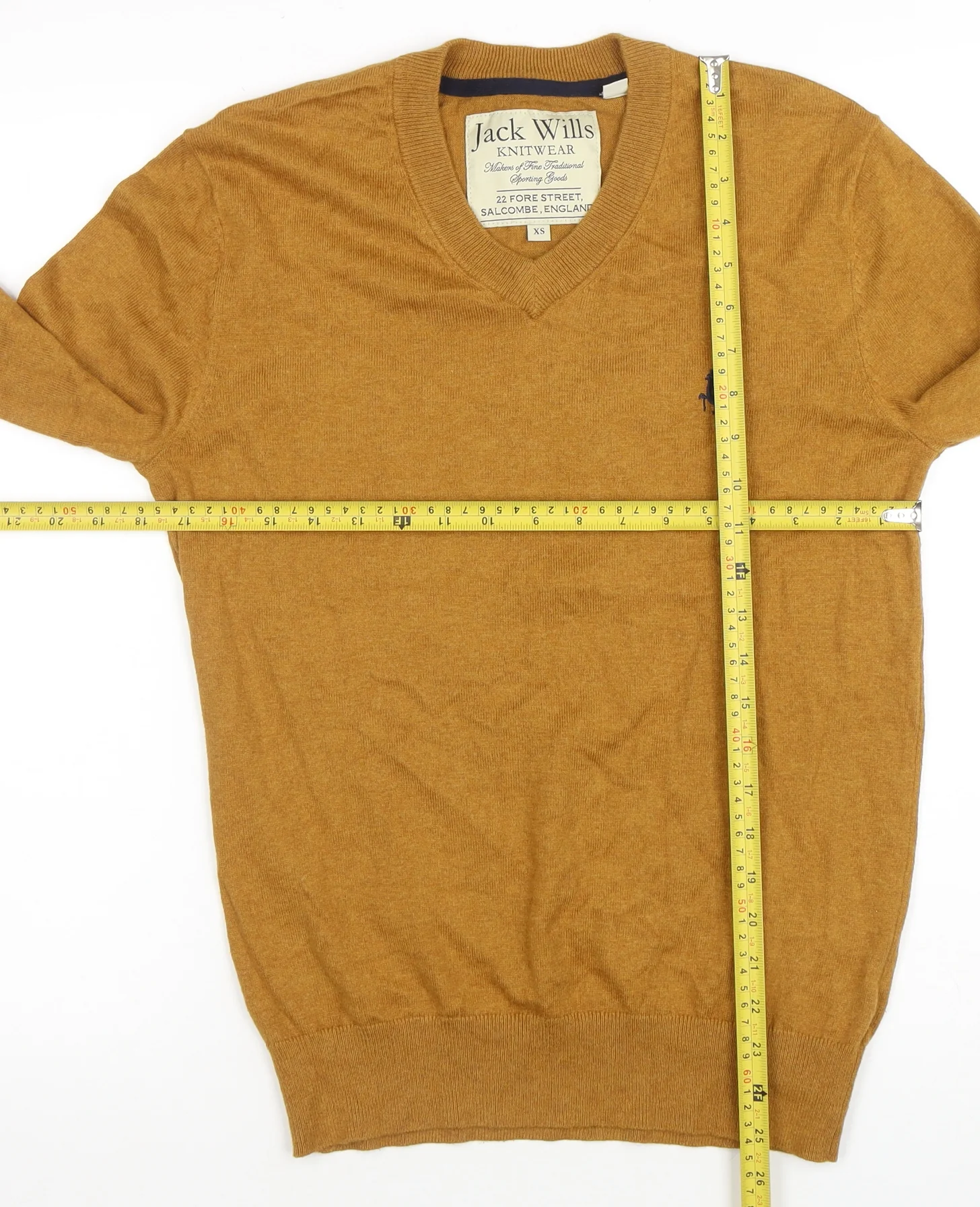 Jack Wills Men’s Brown V-Neck Cotton Cashmere Jumper XS - Image 2