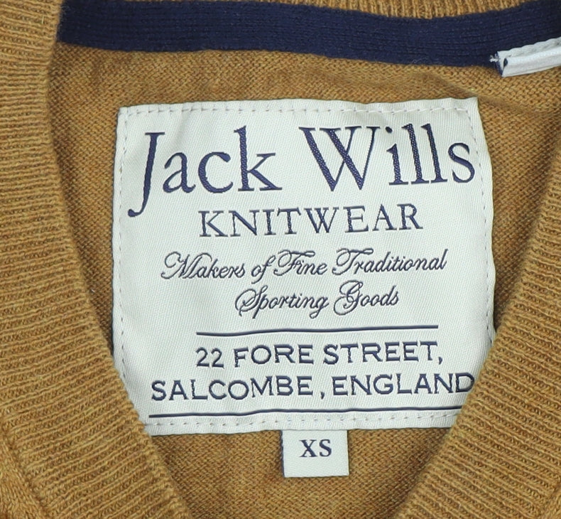 Jack Wills Men’s Brown V-Neck Cotton Cashmere Jumper XS - Image 4