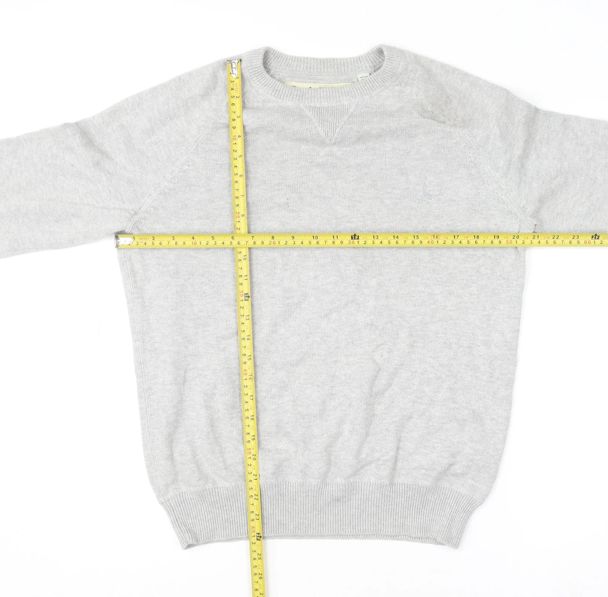 Jack Wills Men’s Grey Cotton Wool Crew Neck Jumper L Classic Fit - Image 2
