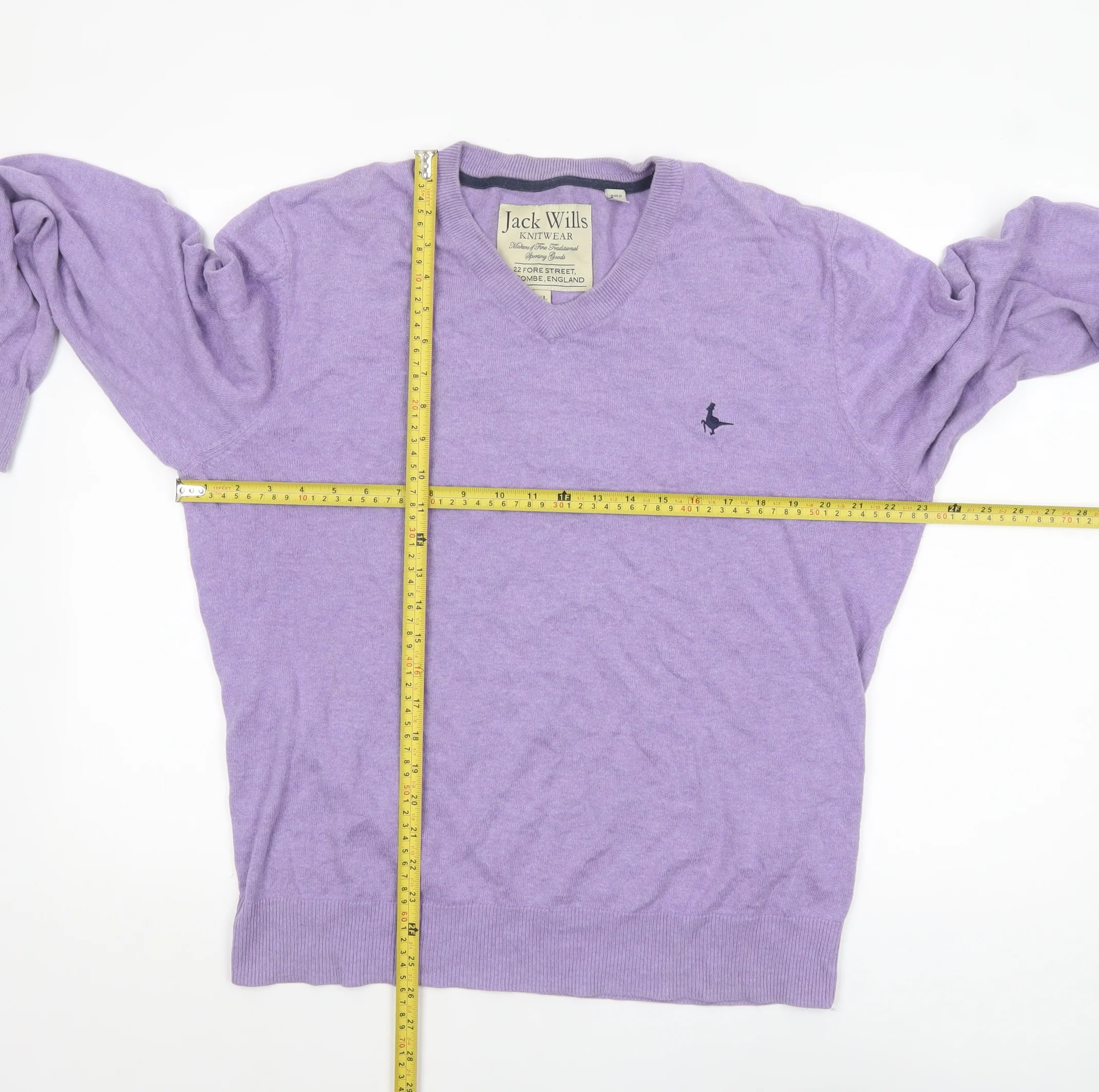 Jack Wills Men’s Purple V-Neck Cotton Cashmere Jumper XL - Image 2