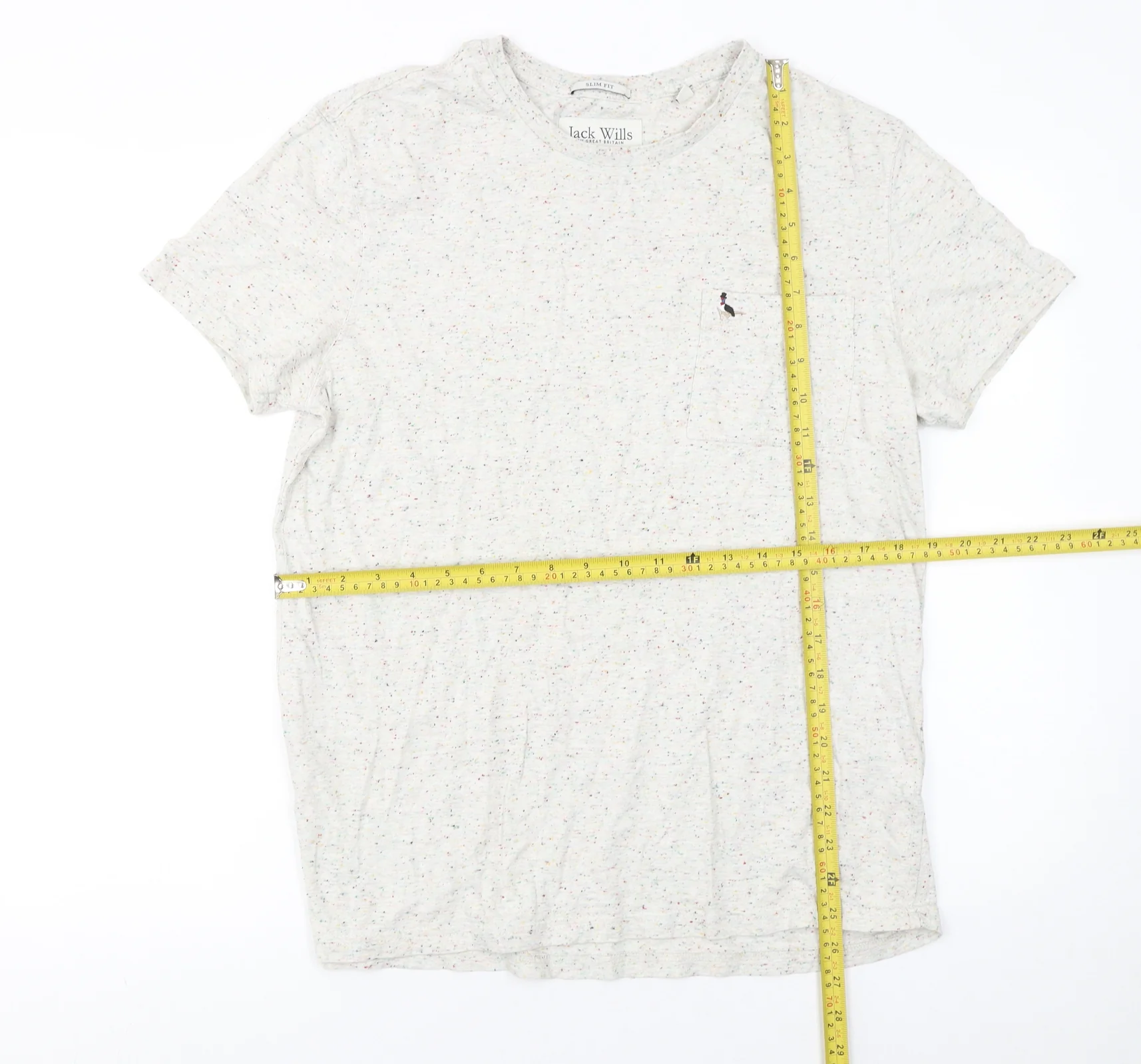 Jack Wills Men's Beige Speckled Slim Fit Crew Neck T-Shirt L - Image 2