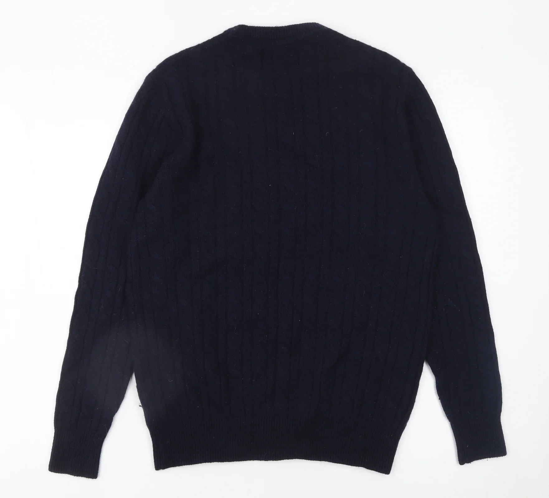 Jack Wills Men's Blue Cable-Knit Wool Jumper M Crew Neck Pullover - Image 3