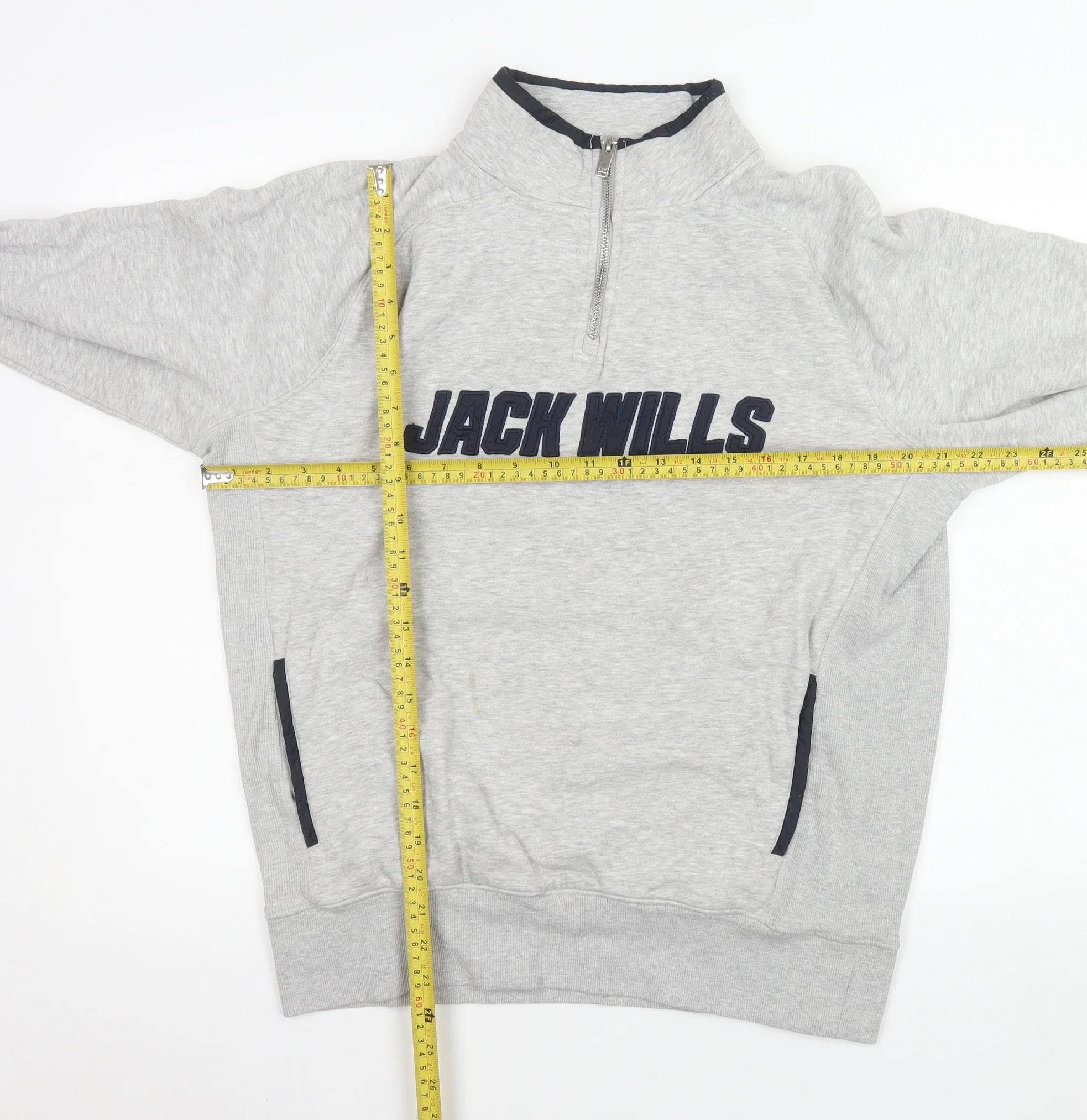 Jack Wills Mens Grey 1/4 Zip Sweatshirt Size S Cotton Blend - Image 2