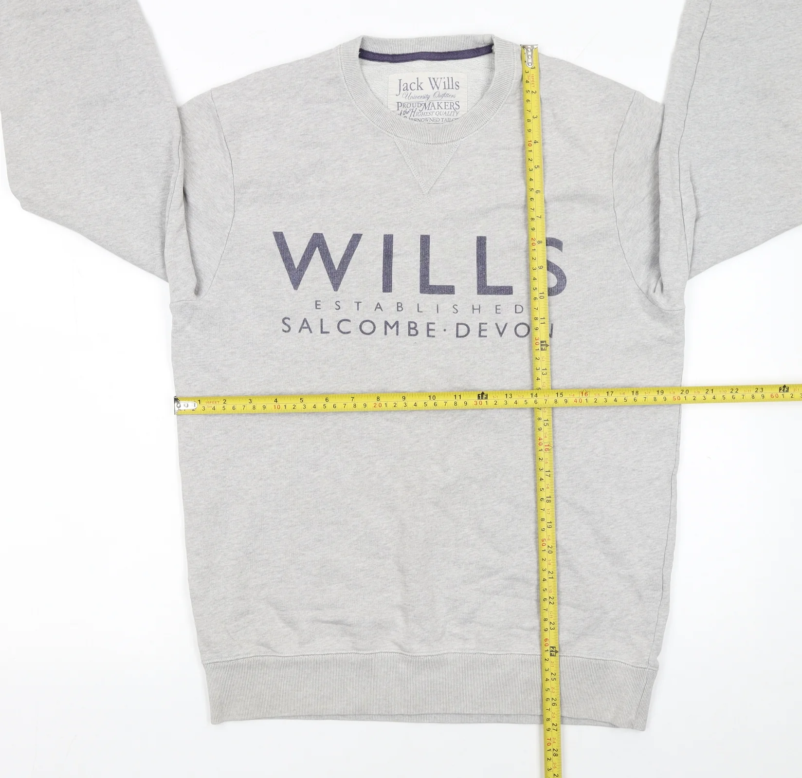Jack Wills Men's Grey Pullover Sweatshirt M Crew Neck Logo - Image 2