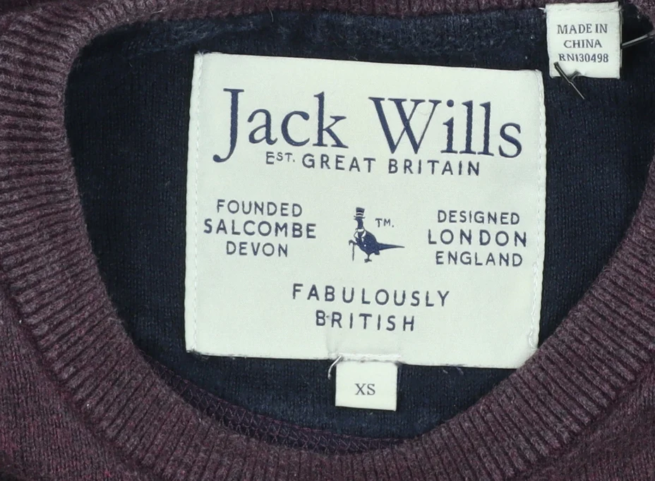Jack Wills Men's Purple Crew Neck Cotton Wool Pullover XS - Image 4