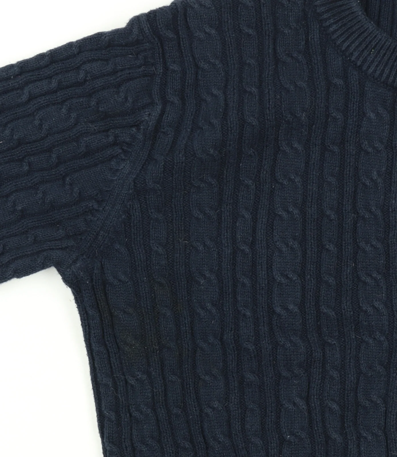Jack Wills Women Blue Cable-Knit Cotton Jumper UK 6 - Image 6