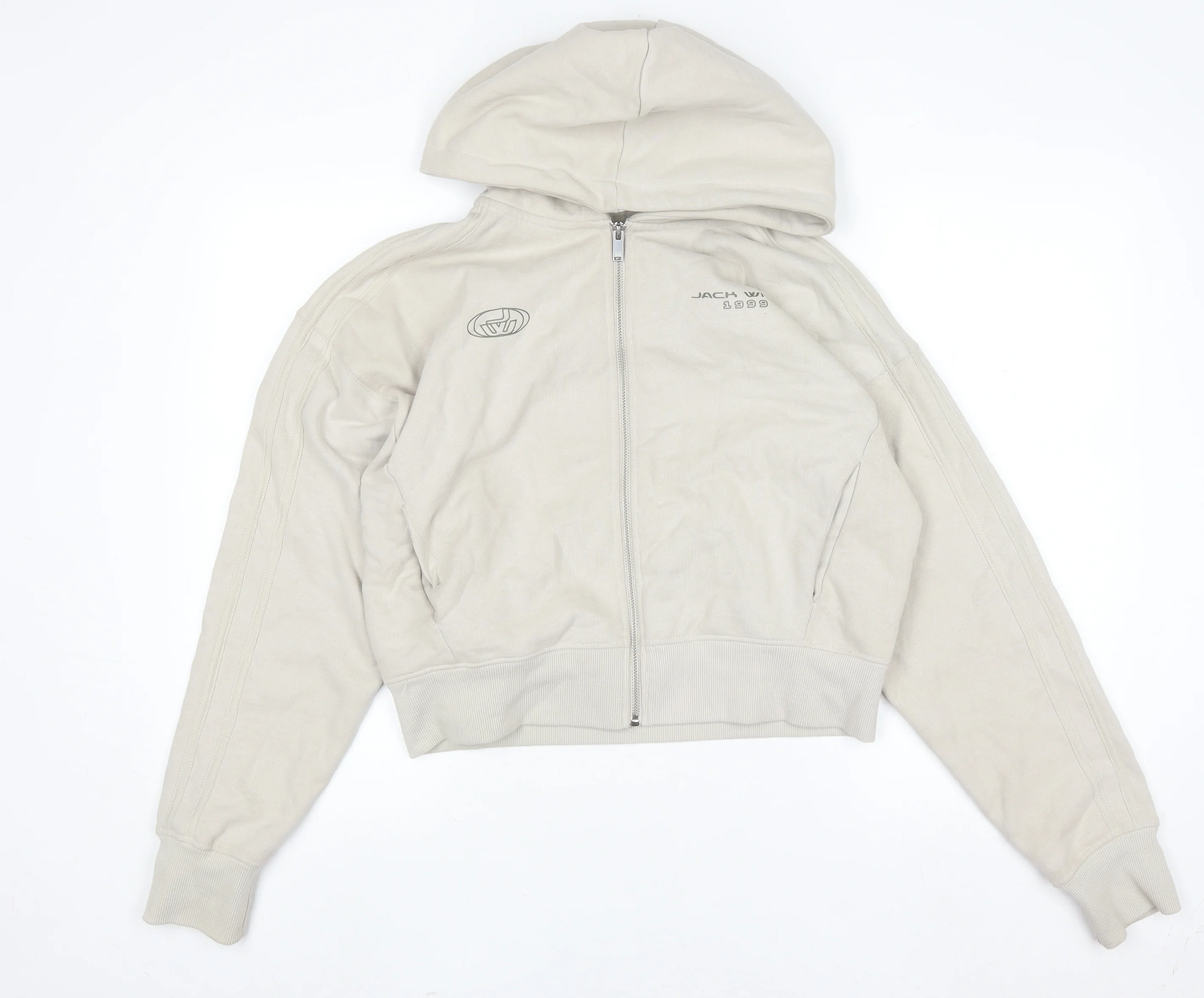 Jack Wills Women's Beige Full Zip Hoodie UK 10 Cotton Casual