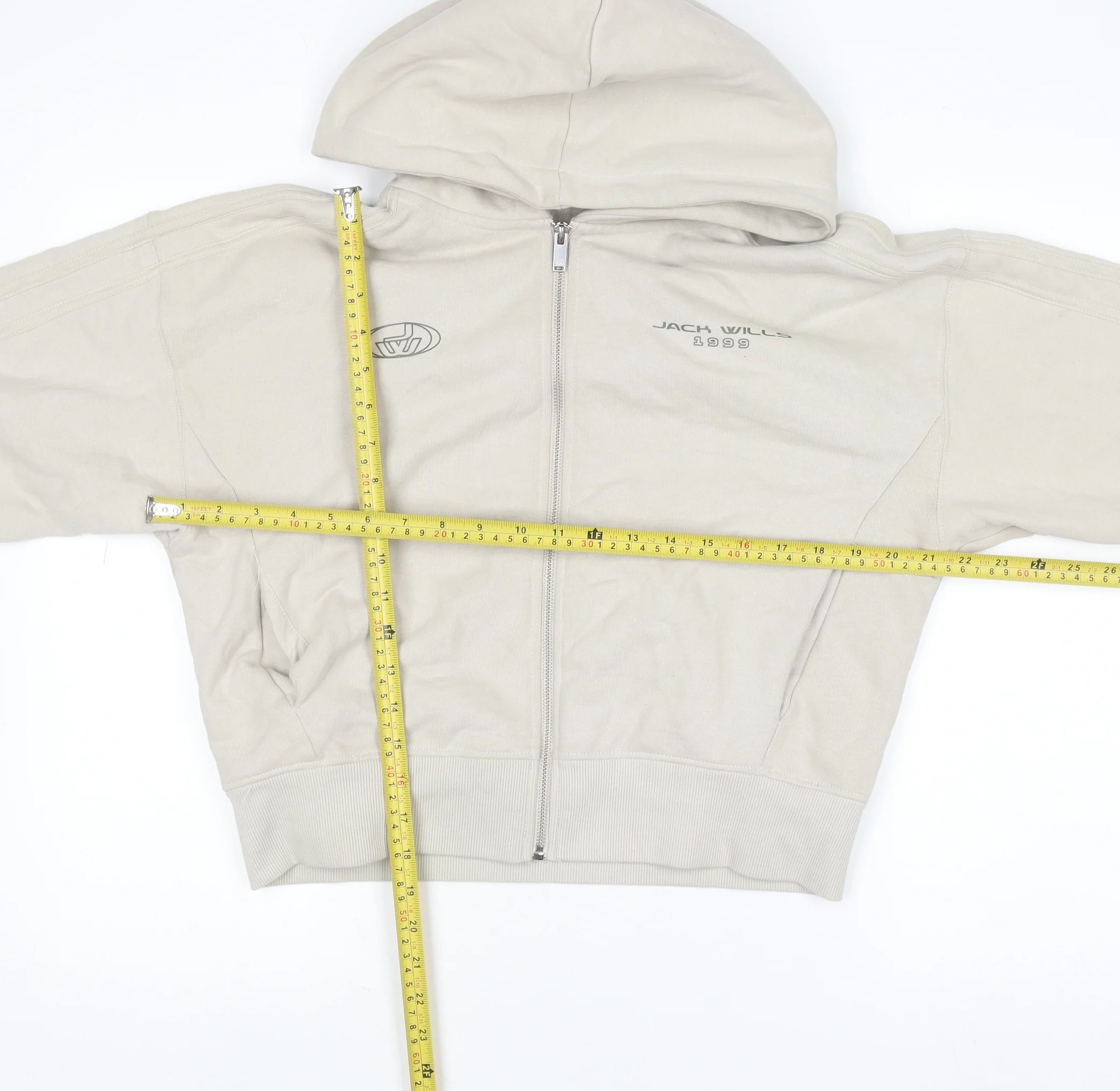 Jack Wills Women's Beige Full Zip Hoodie UK 10 Cotton Casual - Image 2