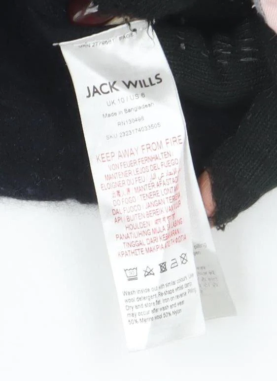 Jack Wills Womens Black Cable Knit Crew Neck Jumper Size 10 - Image 4