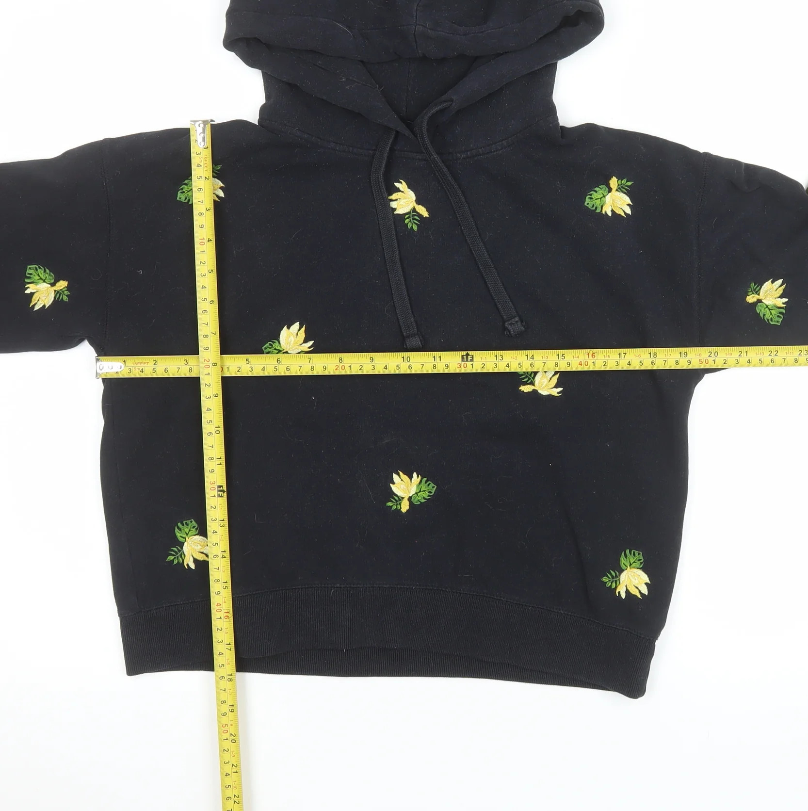 Jack Wills Women's Black Floral Embroidered Pullover Hoodie UK 8 - Image 2
