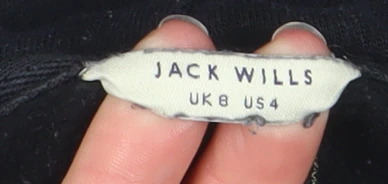 Jack Wills Women's Black Floral Embroidered Pullover Hoodie UK 8 - Image 4