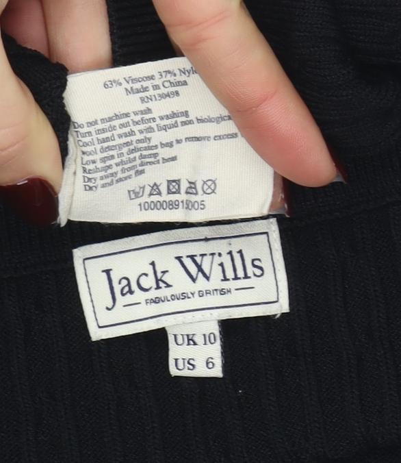 Jack Wills Women's Black Knit Stretch Pencil Skirt Size 10 - Image 4