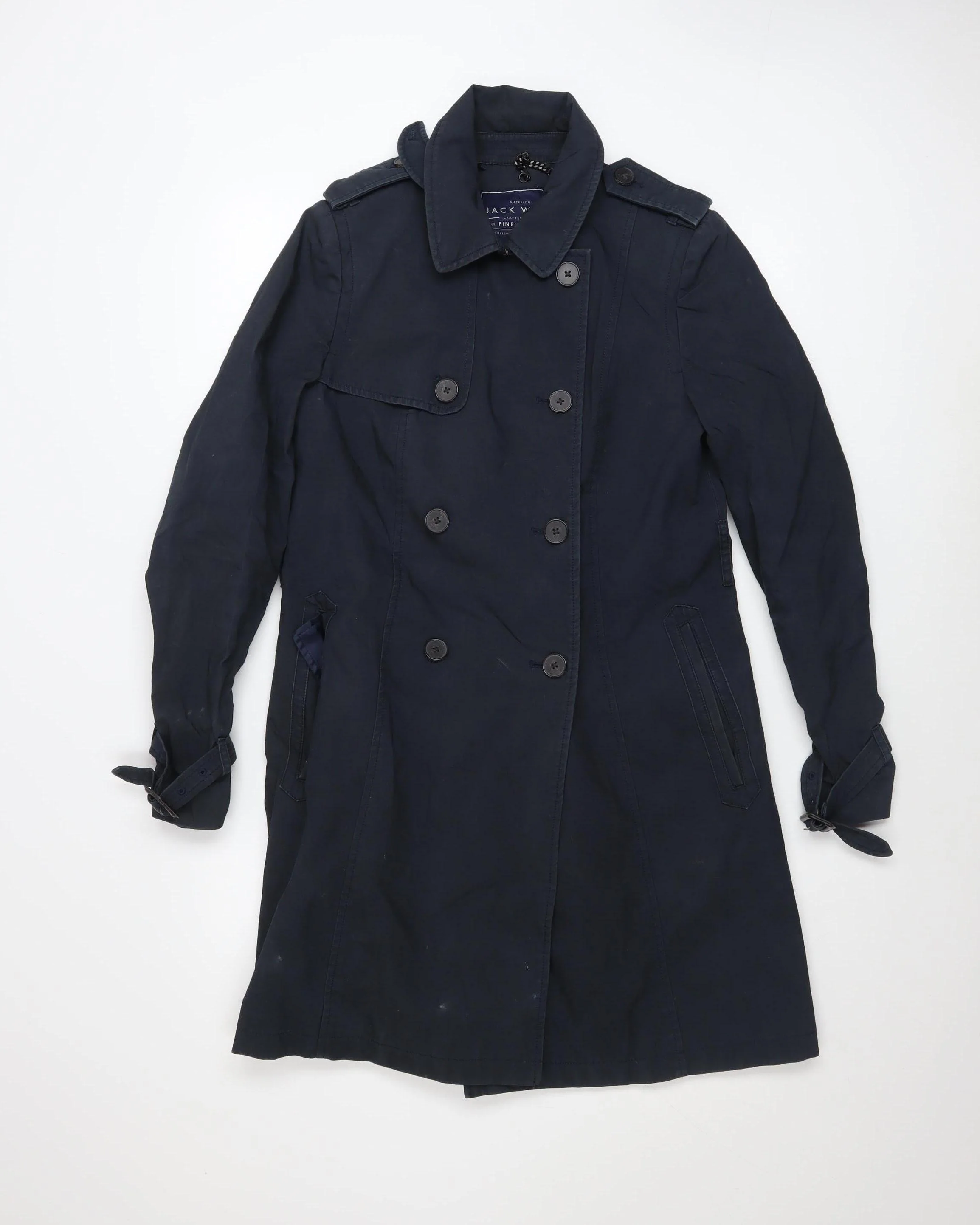 Jack Wills Women's Blue Cotton Blend Long Trench Coat Size 10