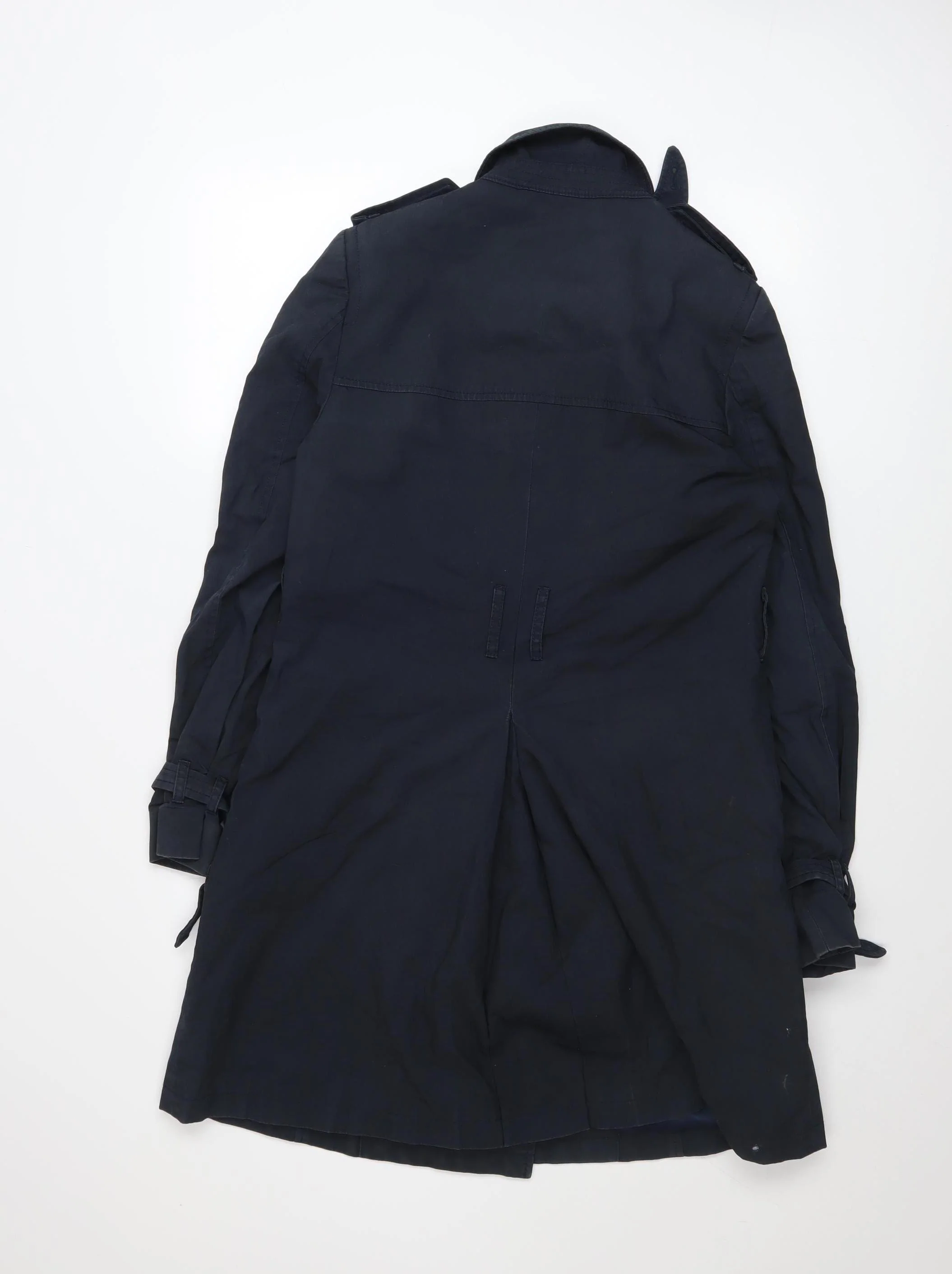 Jack Wills Women's Blue Cotton Blend Long Trench Coat Size 10 - Image 3