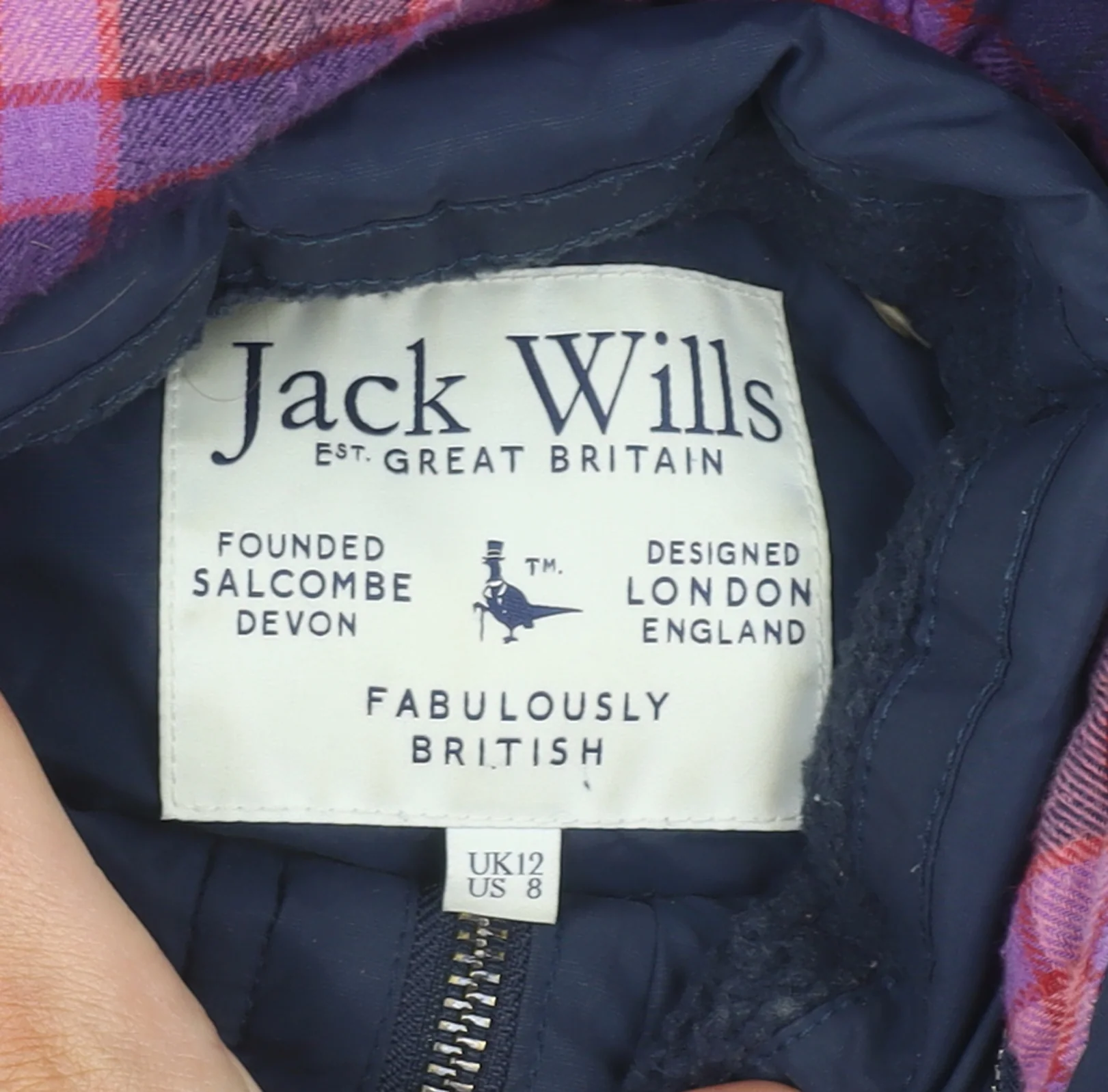 Jack Wills Womens Blue Faux Fur Hooded Puffer Jacket UK 12 - Image 6
