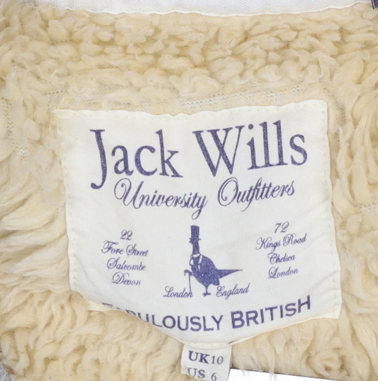 Jack Wills Women's Grey Full Zip Hoodie UK 10 Fleece Lined Casual Sweatshirt - Image 4