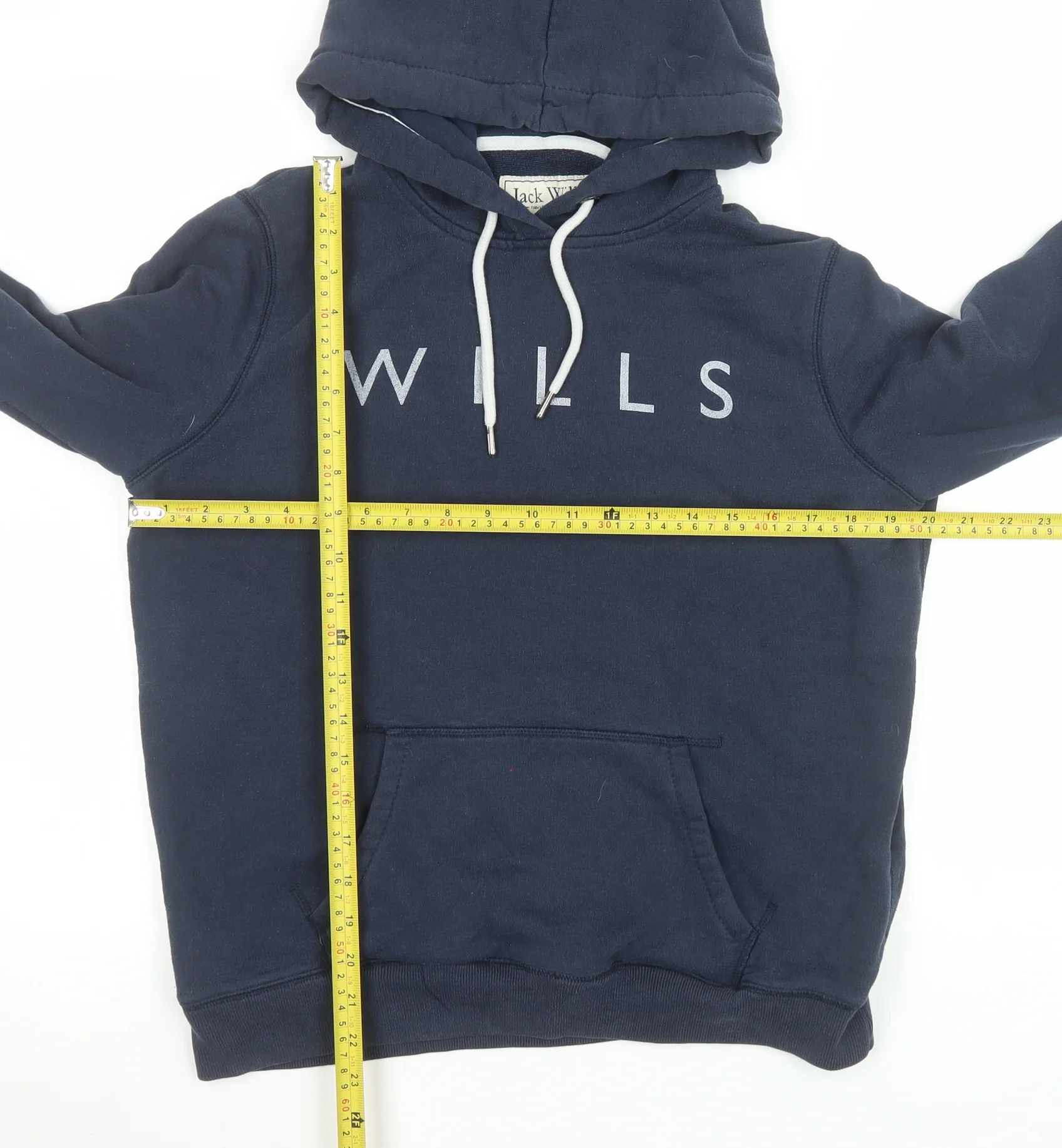 Jack Wills Women's Navy Blue Pullover Hoodie UK 14 Cotton Blend - Image 2