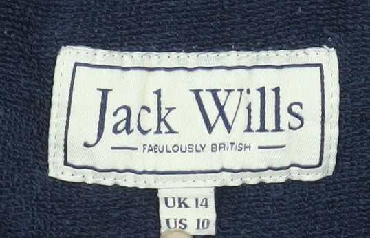 Jack Wills Women's Navy Blue Pullover Hoodie UK 14 Cotton Blend - Image 4