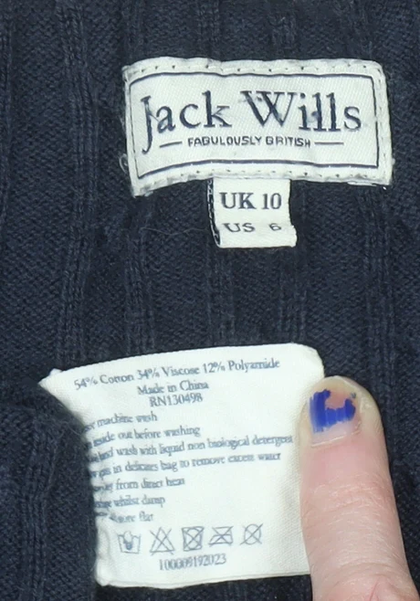 Jack Wills Women's Navy Cable-Knit Long Sleeve Cardigan UK 10 - Image 4