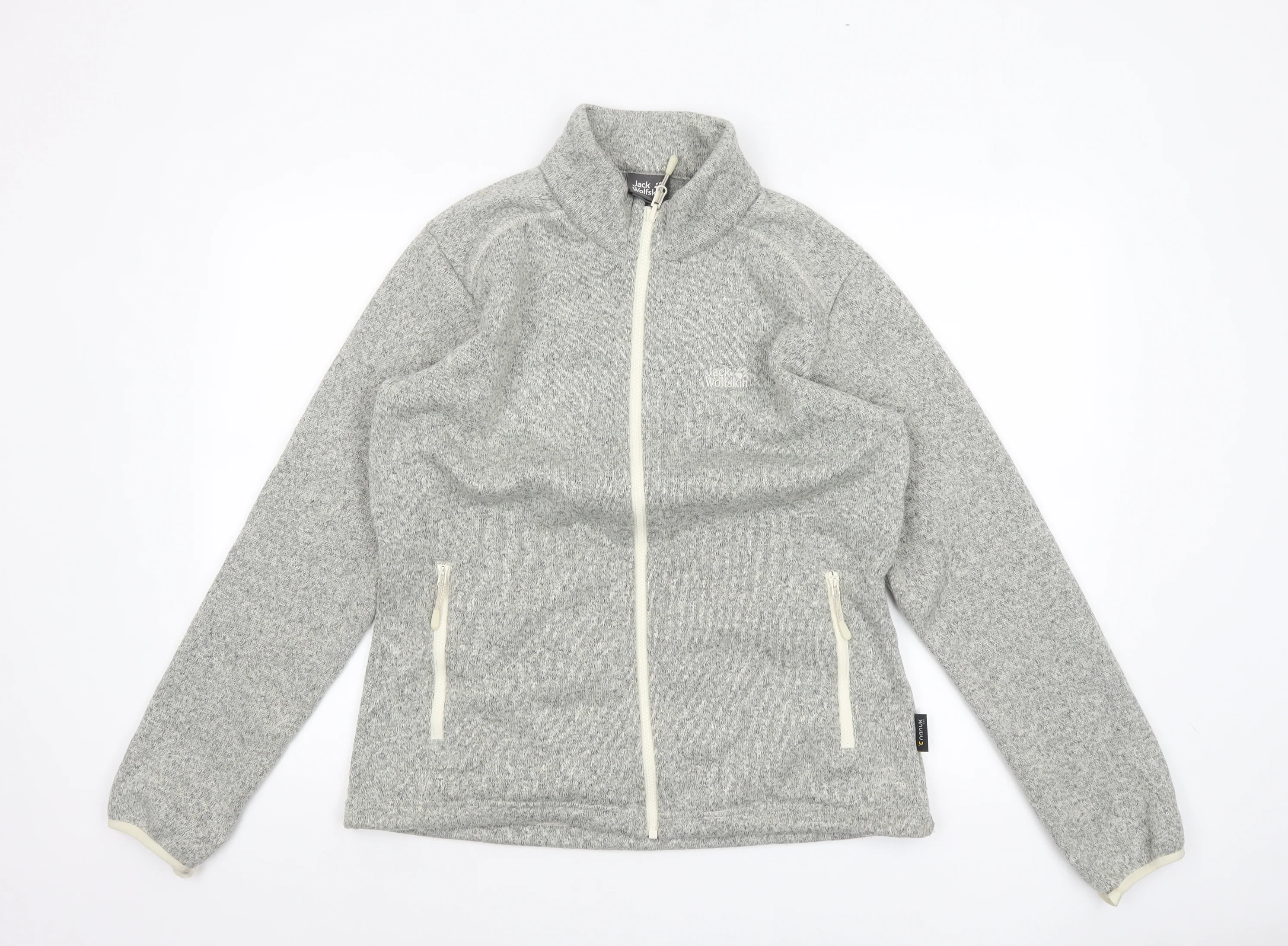 Jack Wolfskin Women Grey Fleece Full Zip Jacket Size 18