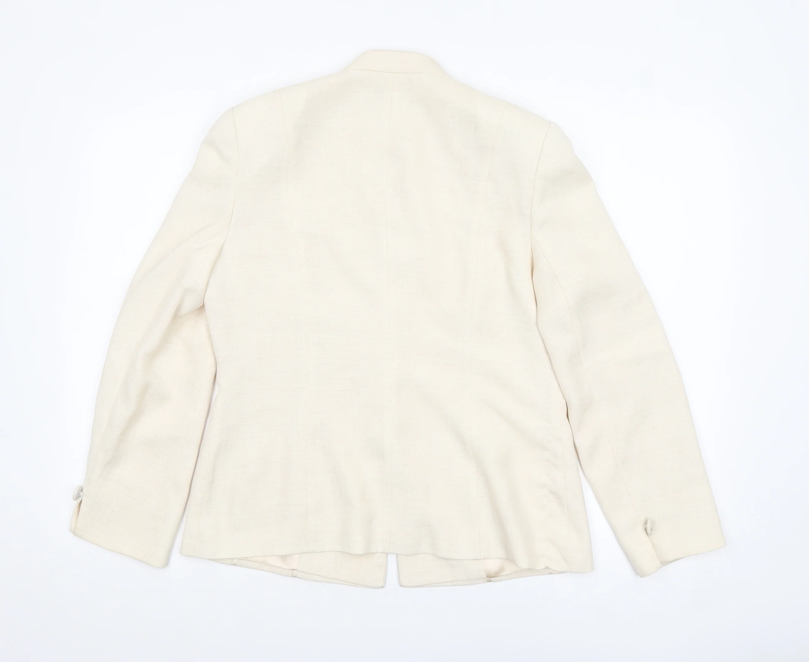 Jacques Vert Women Ivory Blazer UK 12 Single-Breasted Jacket - Image 3