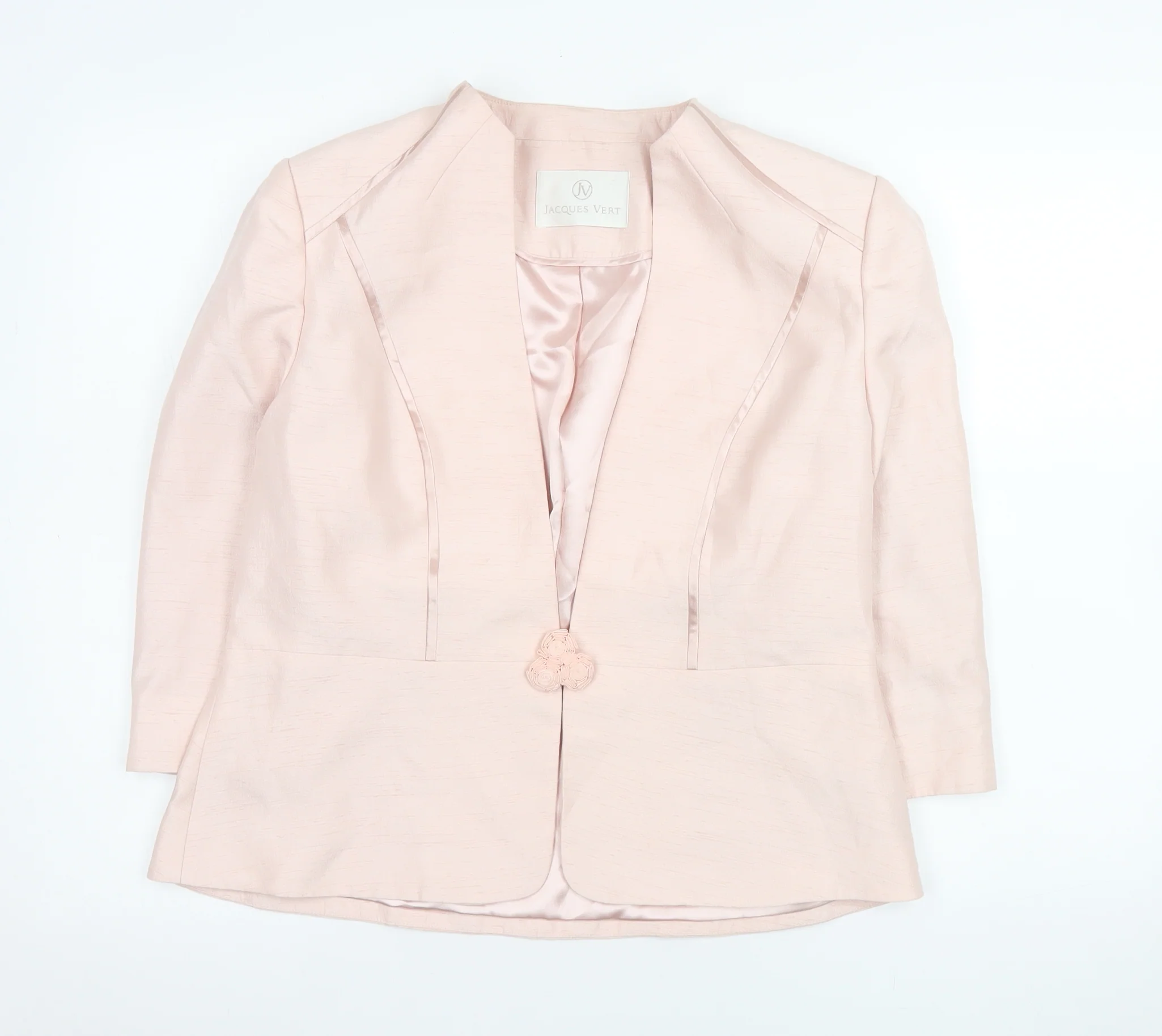 Jacques Vert Women Pink Size 14 Shawl Collar Single Breasted Jacket