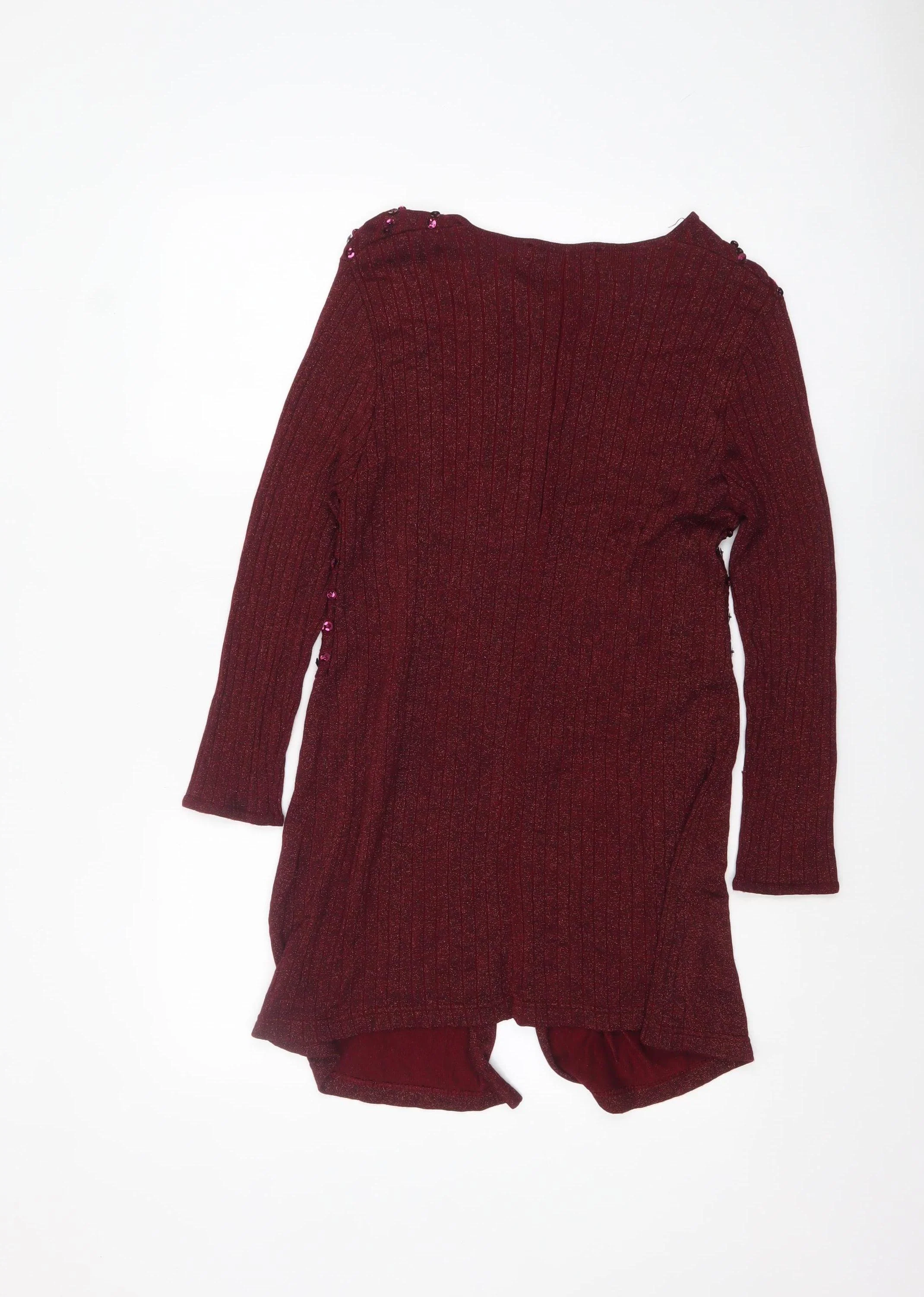 Jacques Vert Women Red Sequin Long Sleeve Open Cardigan Size M - Image 3