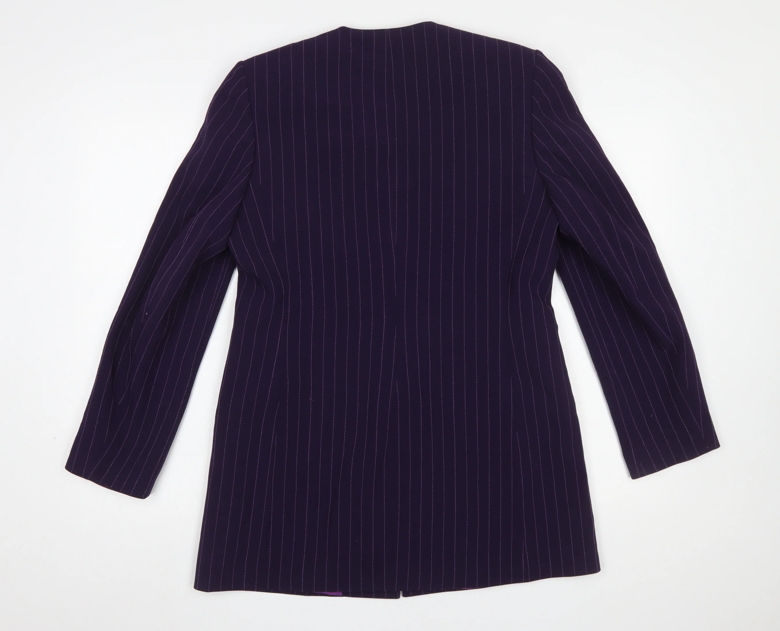 Jacques Vert Women’s Purple Pinstripe Long Blazer Size 10 - Image 3