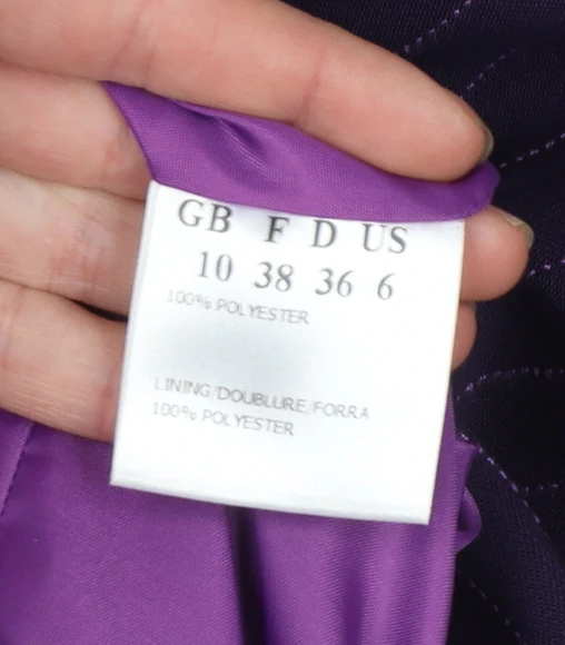Jacques Vert Women’s Purple Pinstripe Long Blazer Size 10 - Image 4