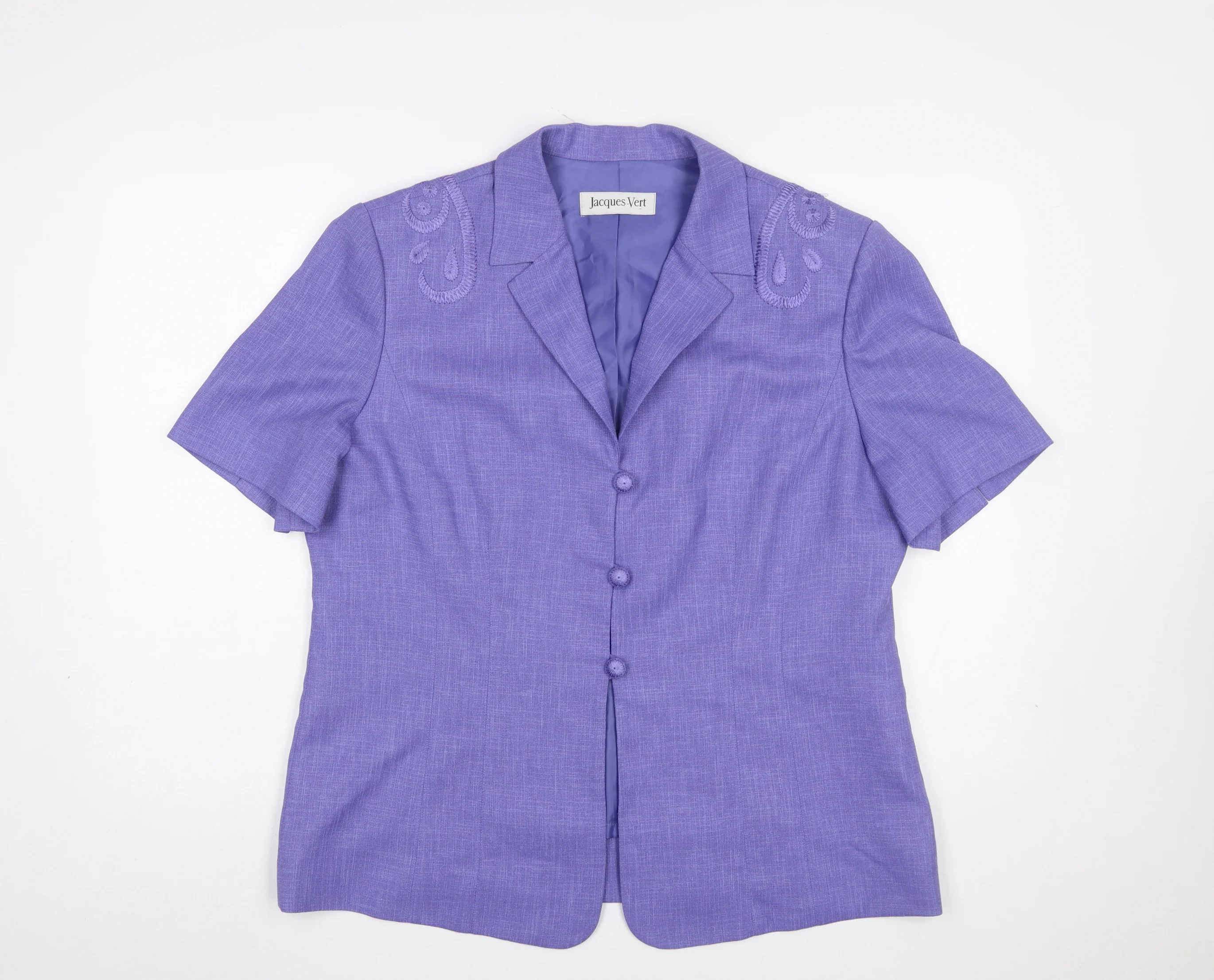 Jacques Vert Women's Purple Size 18 Short Sleeve Suit Jacket