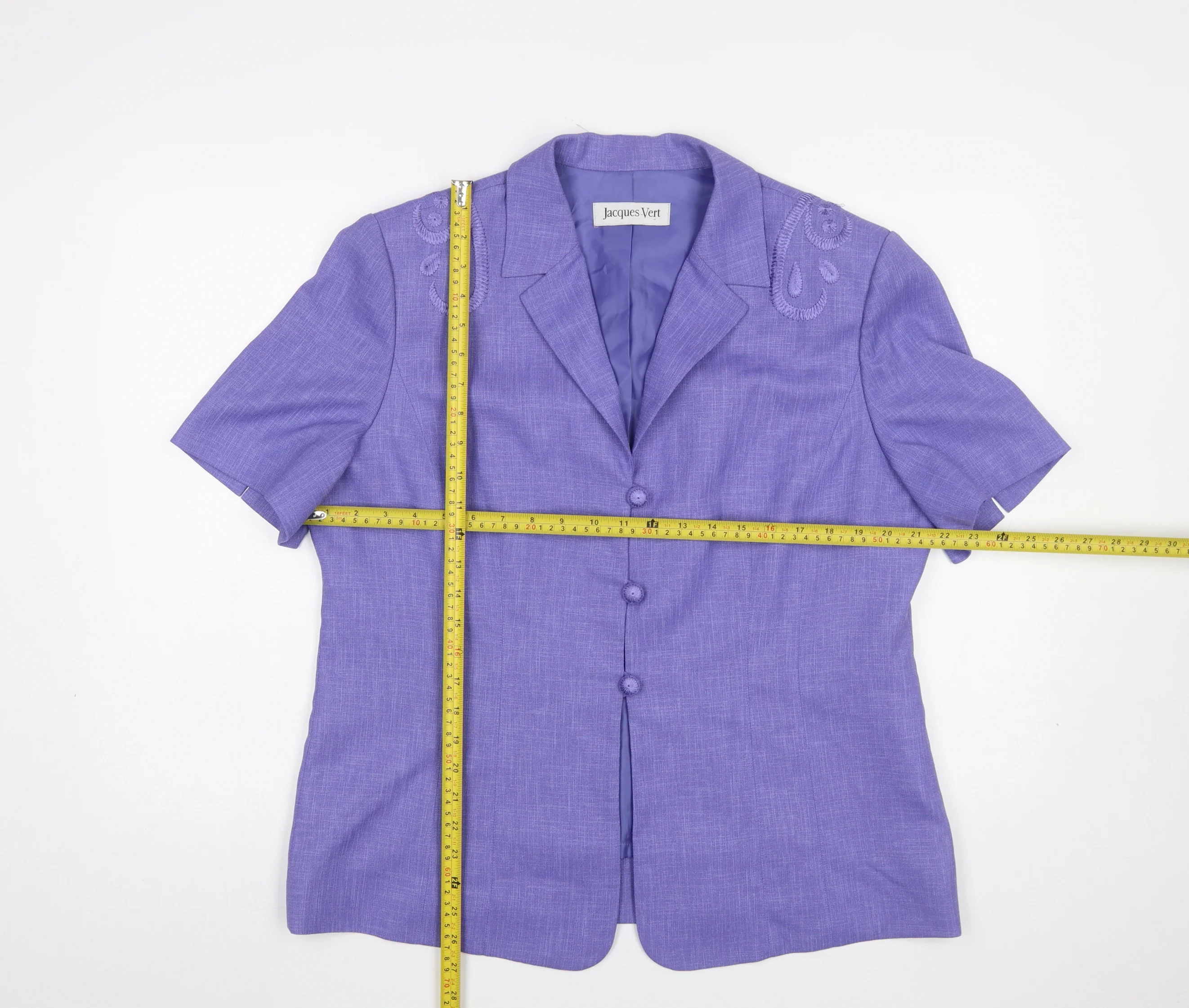 Jacques Vert Women's Purple Size 18 Short Sleeve Suit Jacket - Image 2