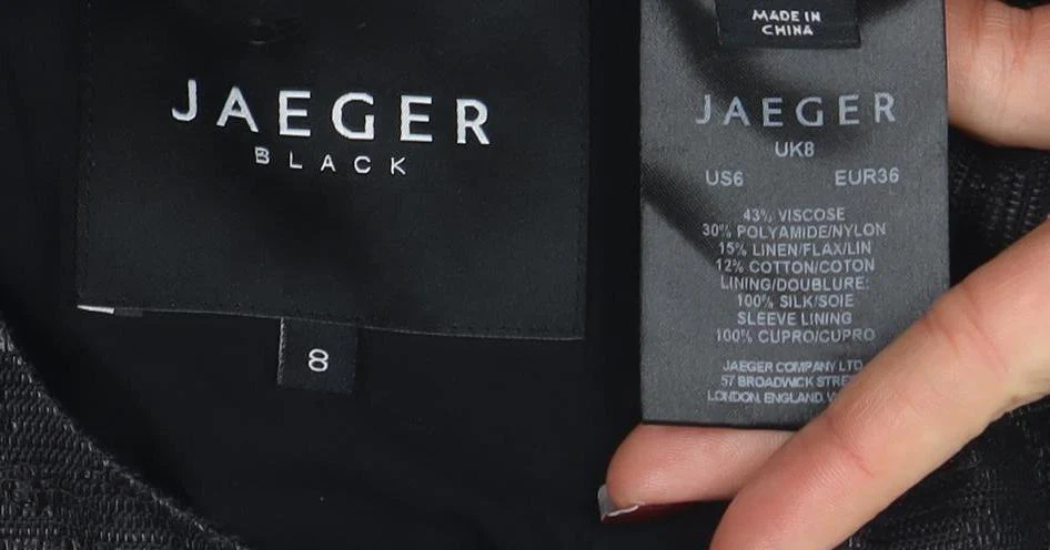 Jaeger Black Women's Size 8 Collarless Short Jacket - Image 4