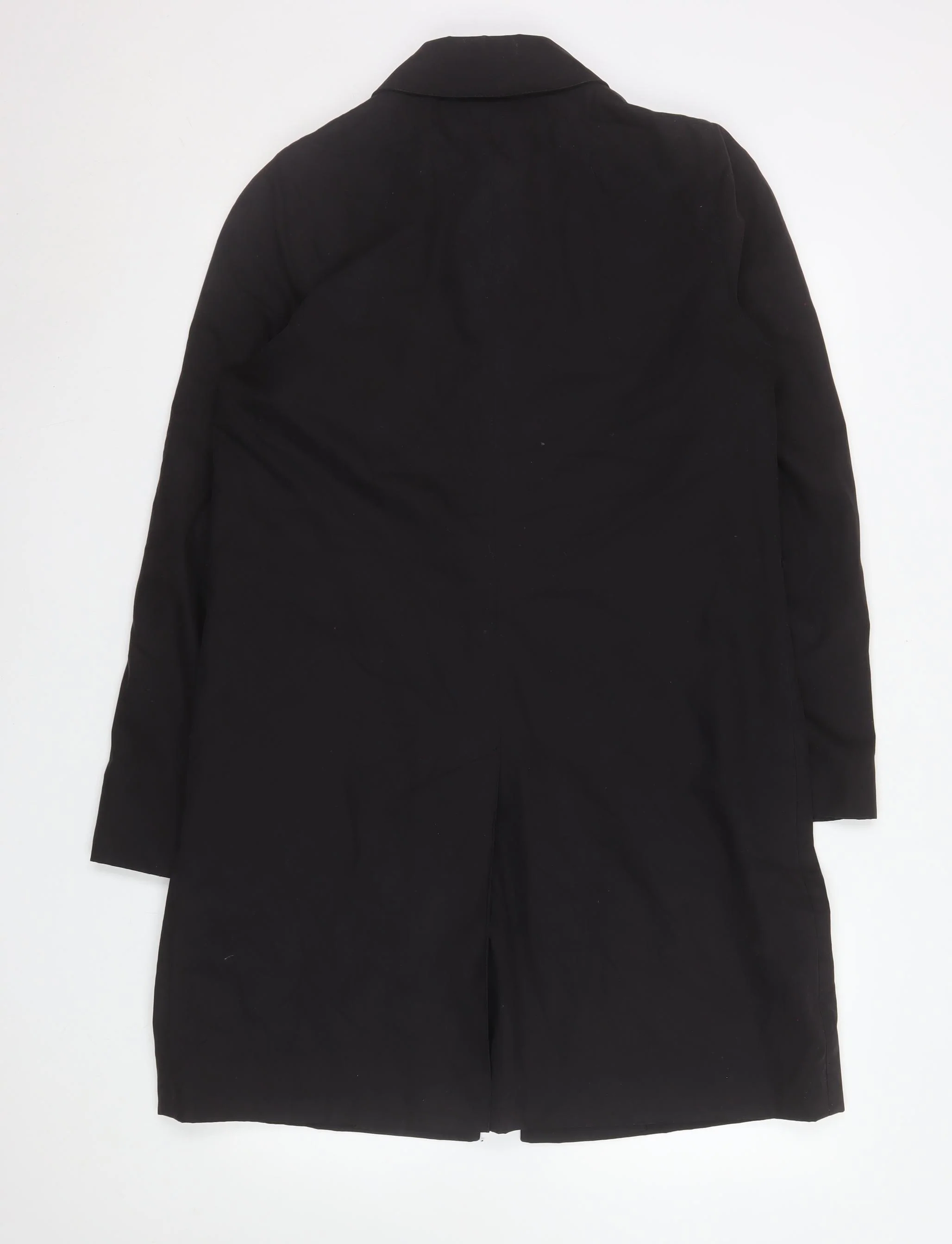 Jaeger Women Black Mid-Length Coat UK 12 Cotton Blend Classic Style - Image 3