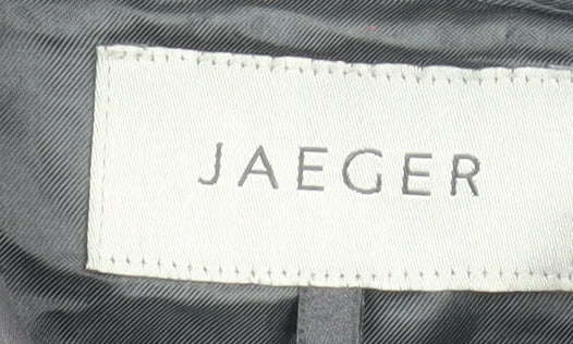 Jaeger Women Black Mid-Length Coat UK 12 Cotton Blend Classic Style - Image 4