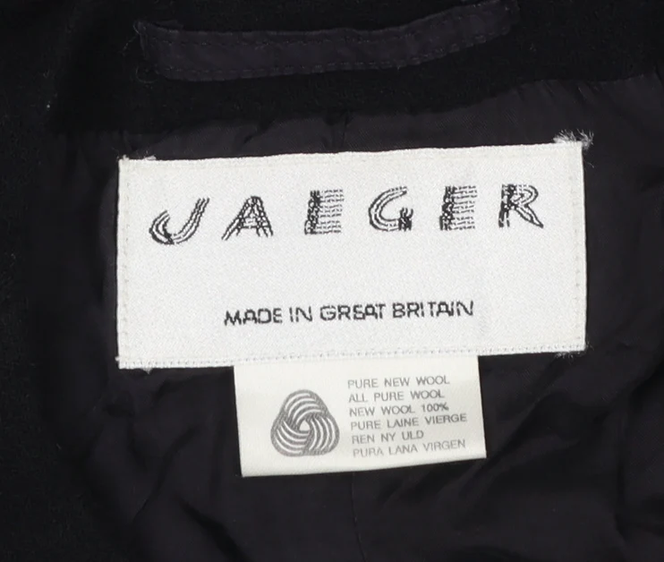 Jaeger Women Black Pure Wool Blazer UK 14 Single-Breasted Jacket - Image 4