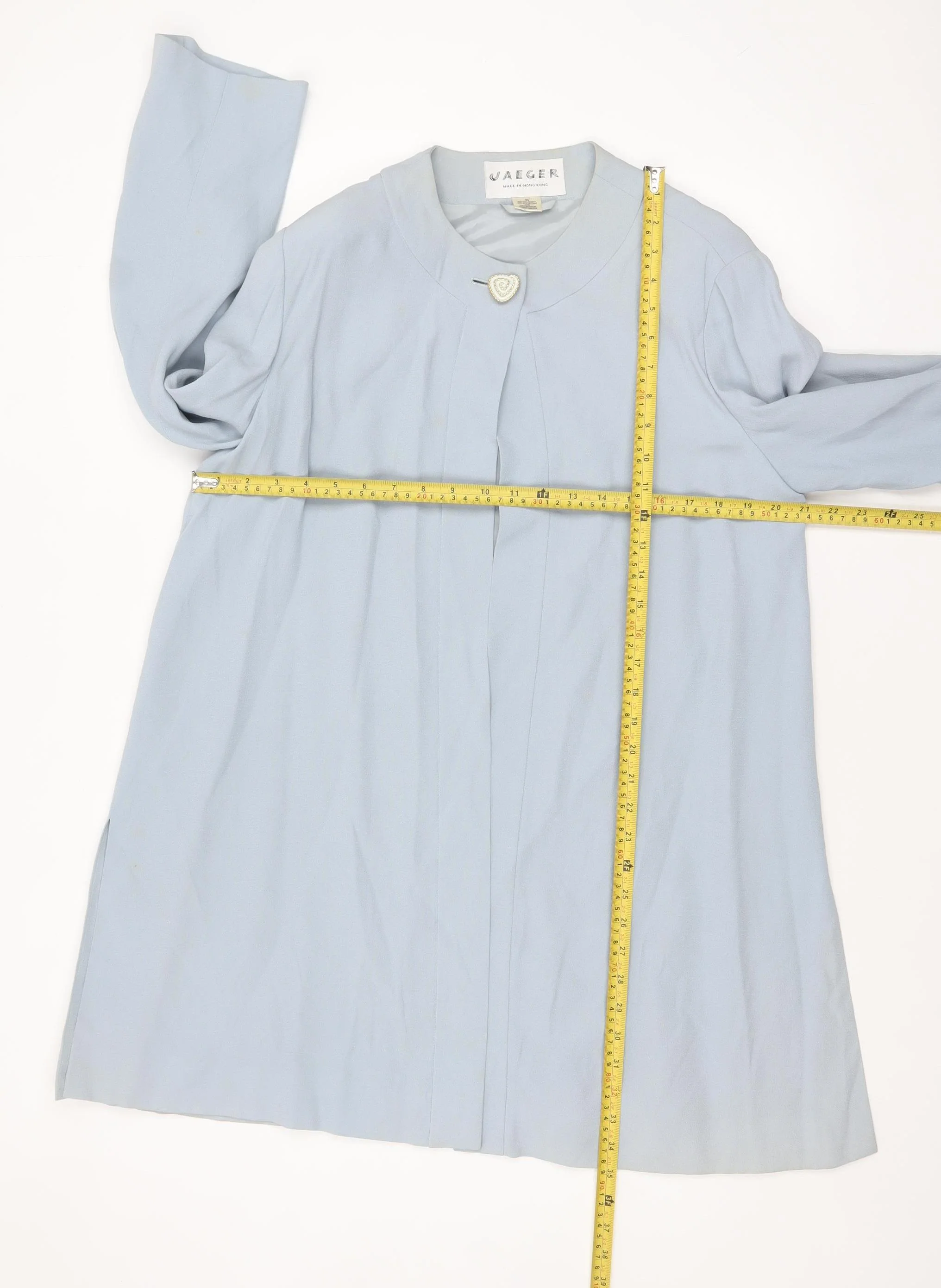 Jaeger Women Blue Mid-Length Coat Size 12 Acetate Blend Classic Style - Image 2