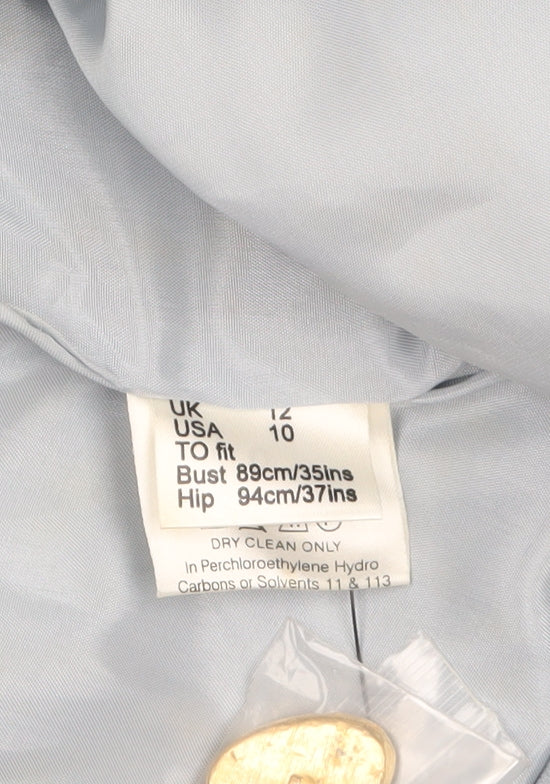 Jaeger Women Blue Mid-Length Coat Size 12 Acetate Blend Classic Style - Image 4