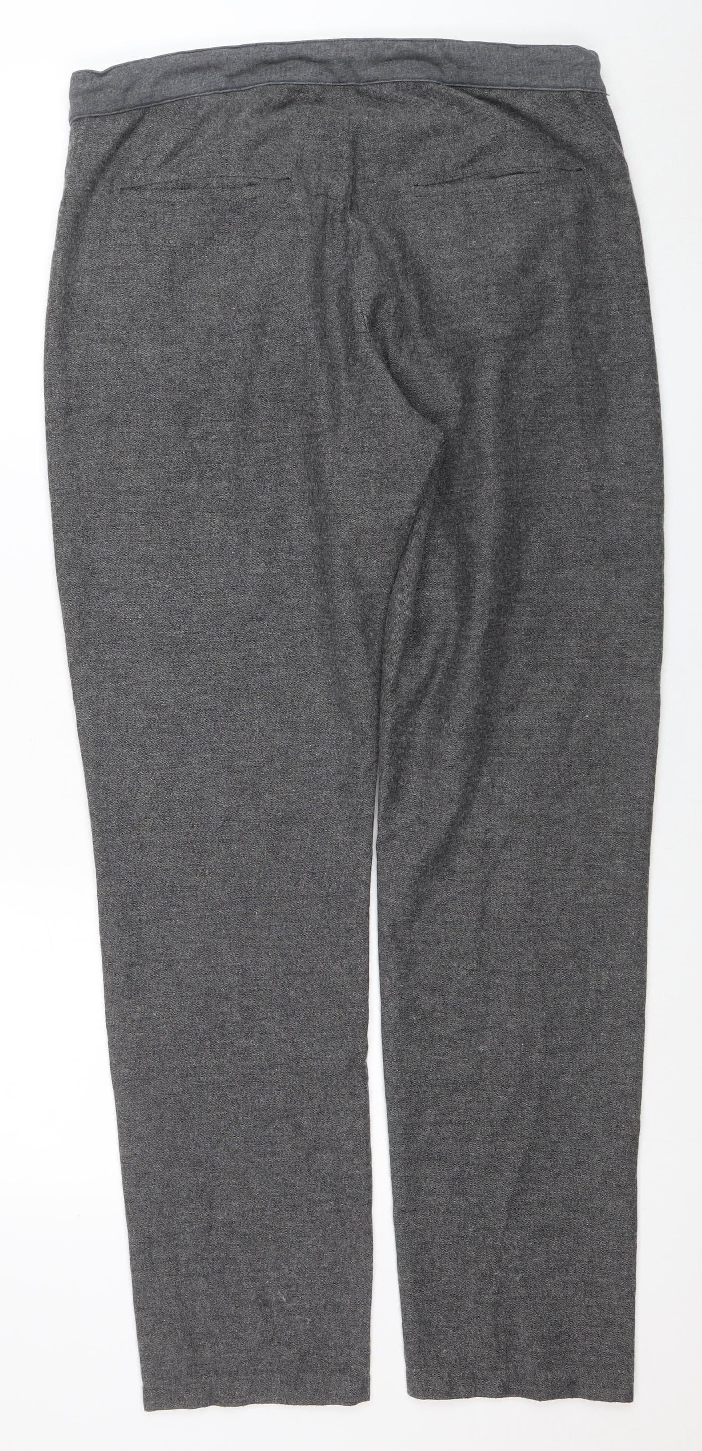 Jaeger Women Grey Wool Blend Straight Trousers M - Image 3