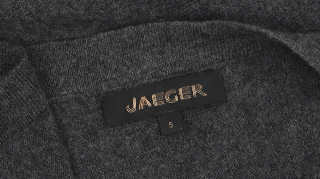 Jaeger Women Grey Wool Cashmere Long Sleeve Open Cardigan S - Image 5